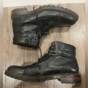 [US9]Johnston & Murphy Stratford Cap Toe Black Ankle Boots Full Grain Dress